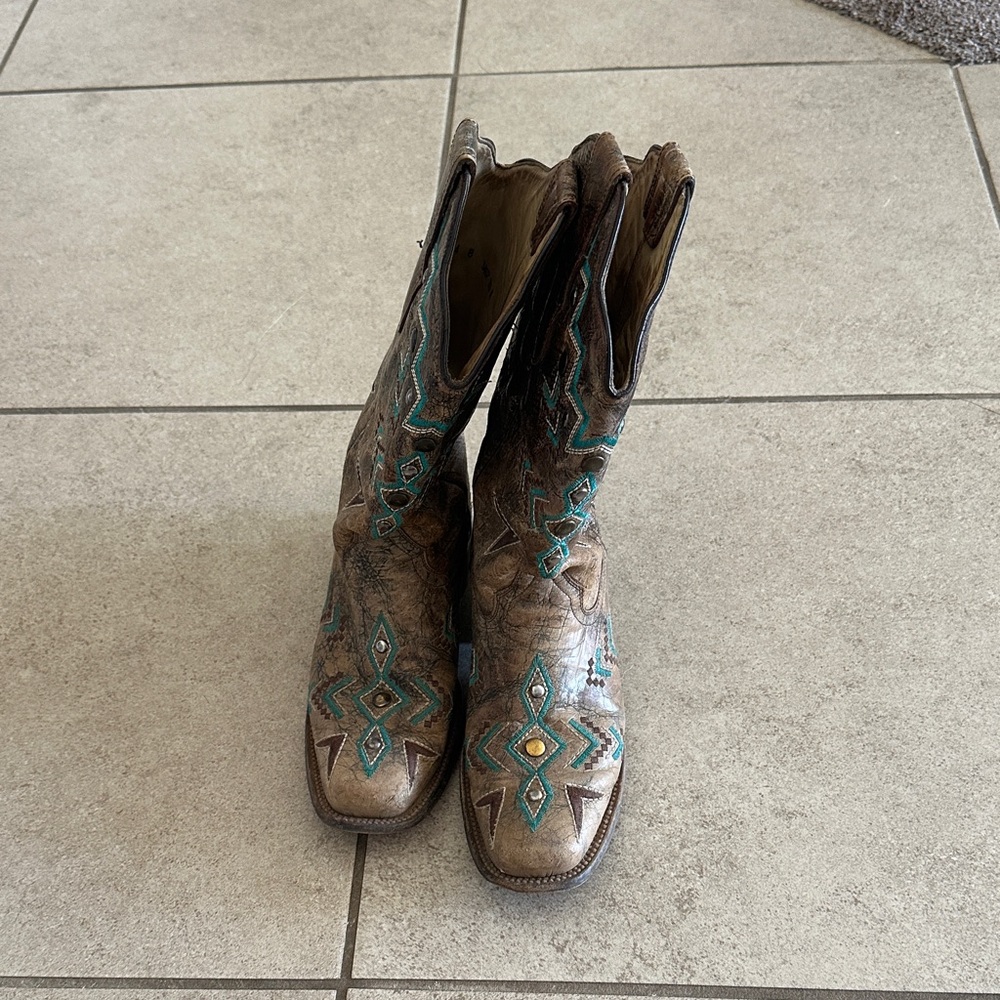 Corral Brown and Teal Western Boots